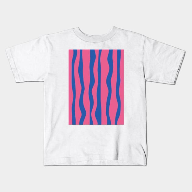 Vertical Lines - Pink Blue Kids T-Shirt by Colorable